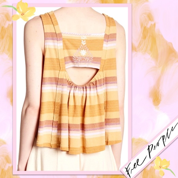 Free People Vintage Stripe Swing Tank Top in Soft Gold Combo - Picture 4 of 10